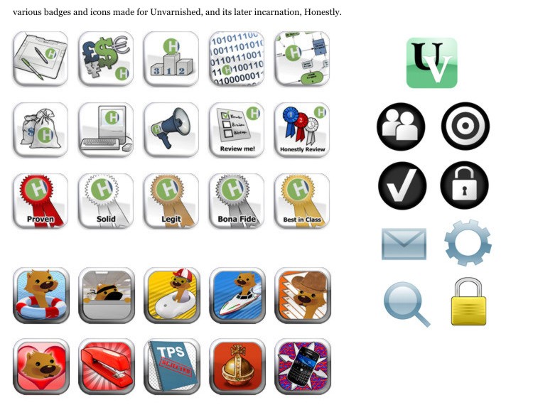Unvarnished badges & icons