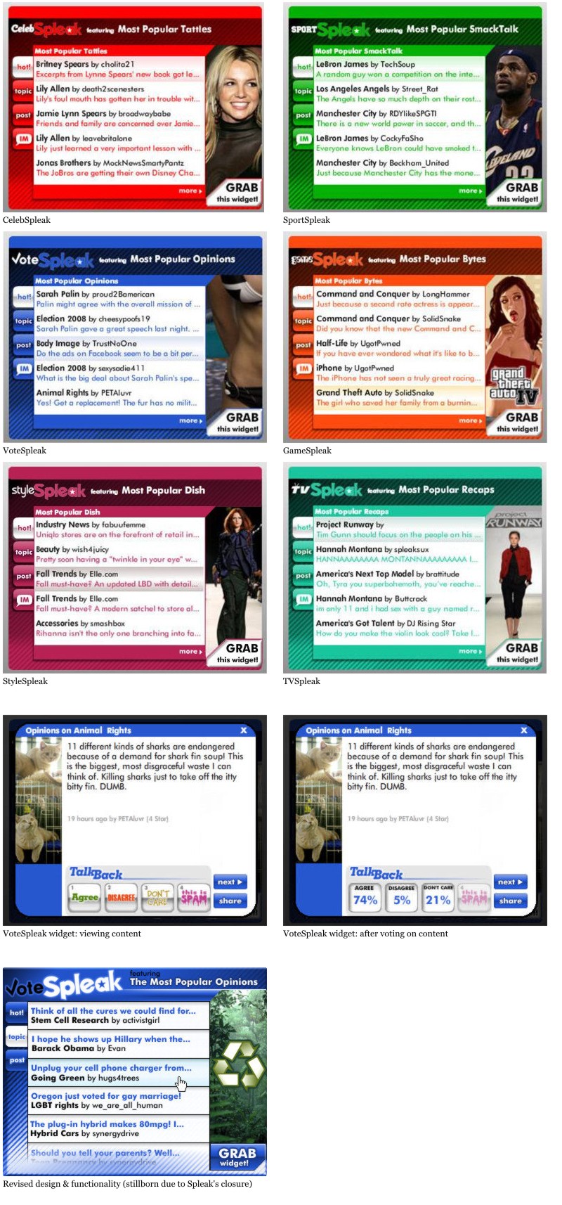 Spleak Media Network widgets