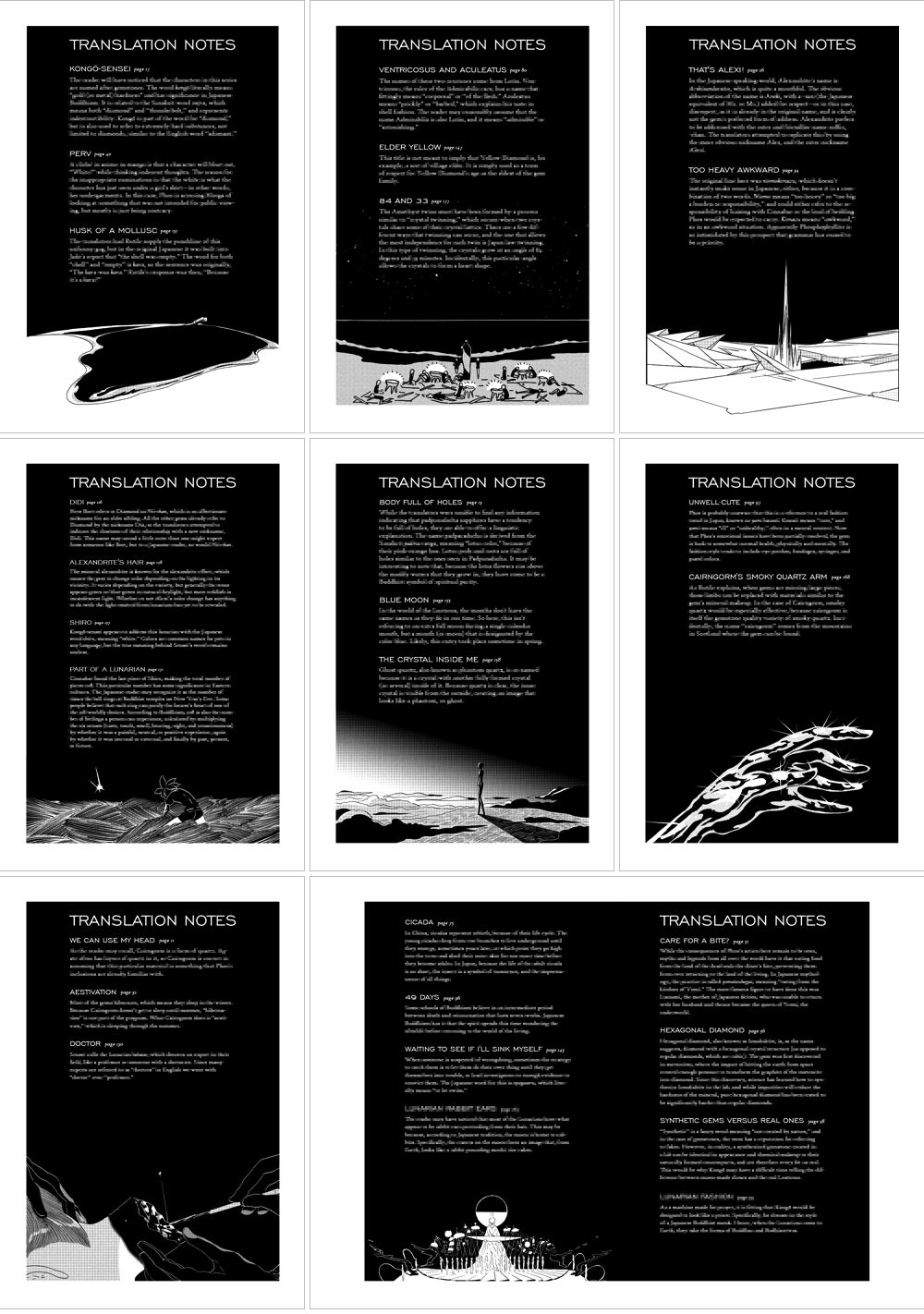 "Land of the Lustrous" translation notes design