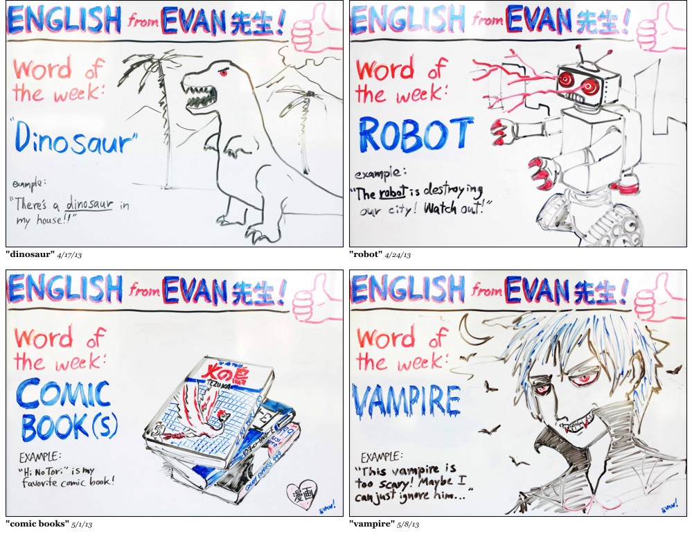 Word-of-the-Week whiteboard, series 1