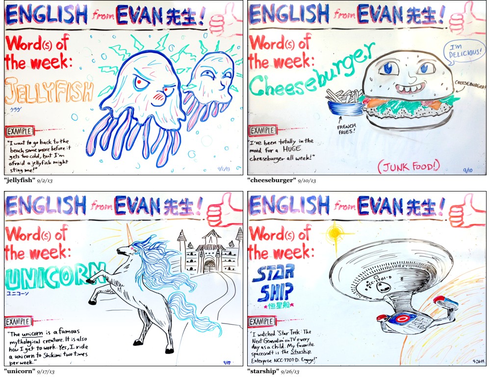 Word-of-the-Week whiteboard, series 1